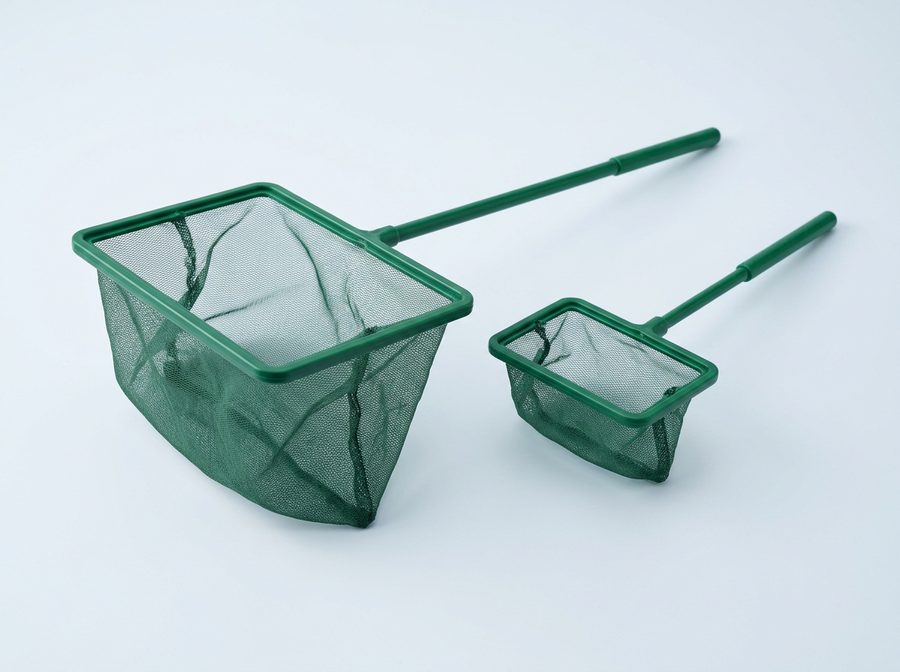 Épuisette d'aquarium à maille fine, manche vert